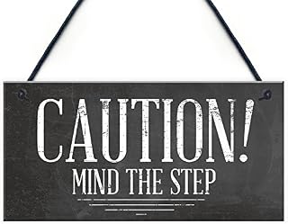 RED OCEAN Mind The Step Sign Warning Caution Health & Safety Hanging Door Wall Decor Sign Plaque