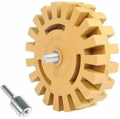JRSHOME 4 inch Decal Remover Eraser Wheel w/ Power Drill Arbor Adapter Rubber Pinstripe Resistant Abrasion and not Easy to Deform
