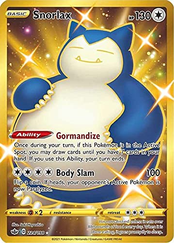 Amazon.com: Snorlax - 224/198 - Secret Rare - Sword & Shield