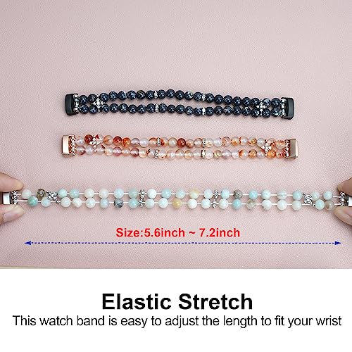 Image of Wongeto Compatible with Fitbit Luxe Bands,Fashion Handmade Elastic Stretch Pearl Bracelet Women Replacement Strap for Fitbit Luxe accssorises