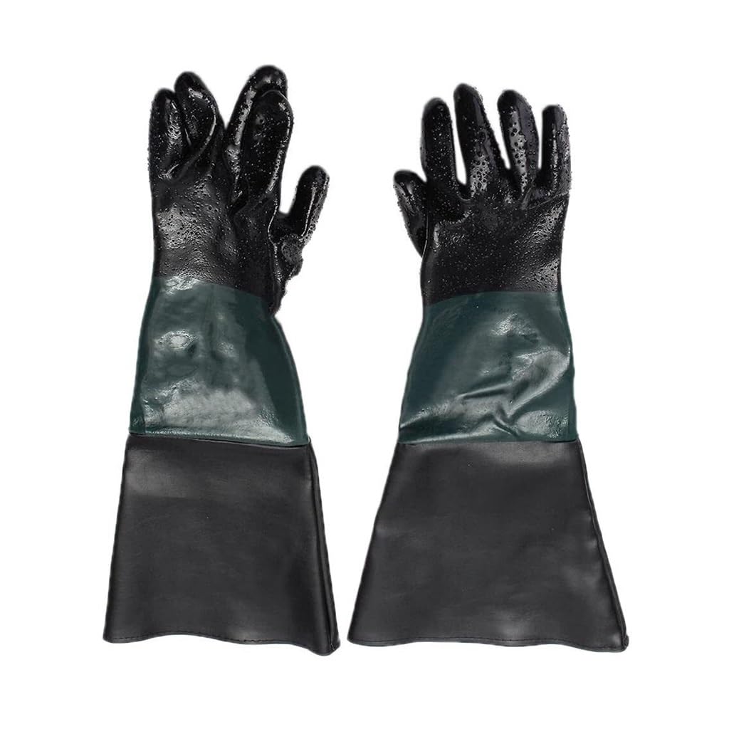 Purpose Safety Work Gloves, 1Pair Heavy Duty Sandblasting Rubber Sand Shot Grit Bead Blast Blaster Blasting For Sandblast Cabinet
