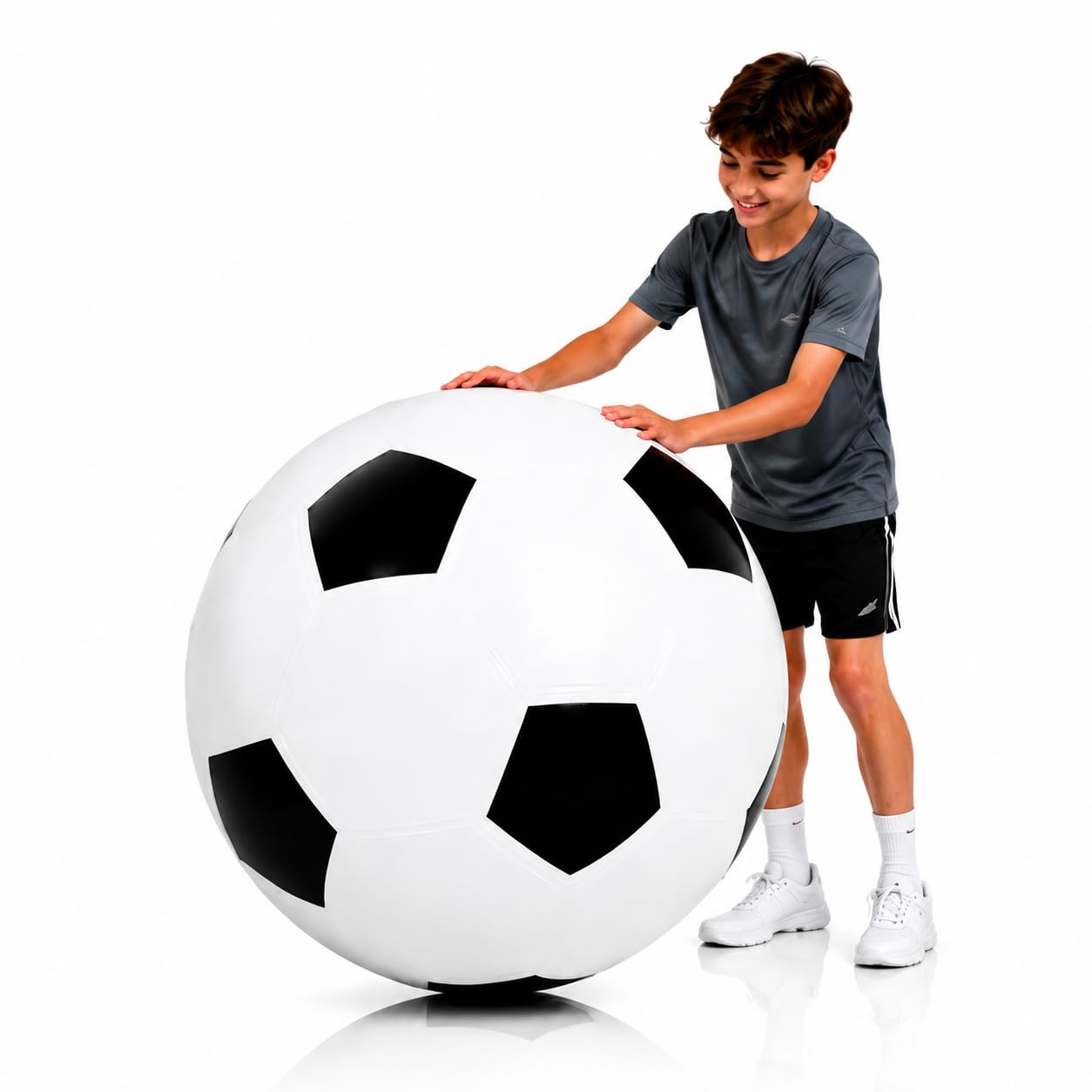 Kinder Fussball aus Gummi,XXL Fußball Ø 60cm Groß,Outdoor Spiele für Kinder,Mädchen Jungen,Aufblasbare Fußballbälle,Aufblasbarer Spielball Mit Mega Sprungkraft