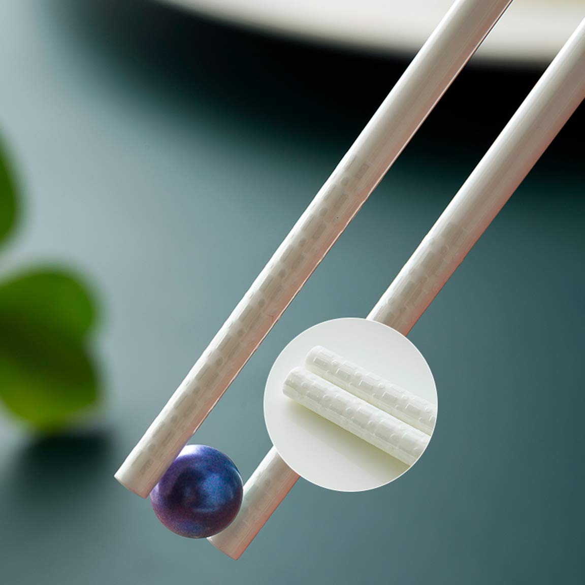 10 Paia di Bacchette in Porcellana in Stile Giapponese - Bacchette Giapponesi Premium riutilizzabili e Resistenti - Bacchette Antiscivolo con Punte testurizzate per casa