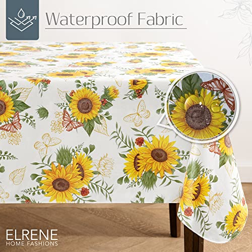 Elrene 194590058760 Home Fashions Sunflower Season Vintage Floral Water- And Stain-Resistant Vinyl Tablecloth thumb #1