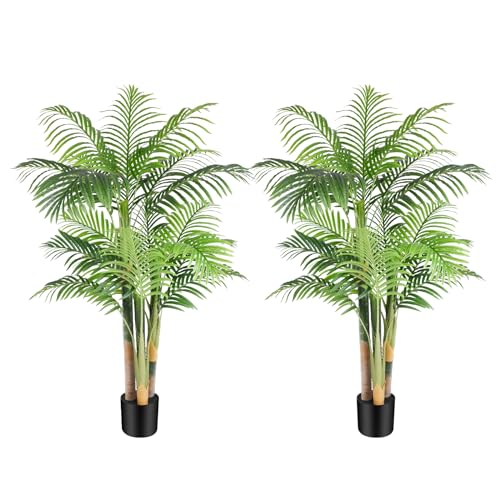5ft-Tall-Triple-Golden-Cane-Palm-Artificial-Tree-Large-Tropical-Palm-Tree-UV-Resistant-Fake-Plant-in-Pot-for-Indoor-Outdoor-Big-House-Living-Room-Outside-Patio-Office-Home-Decor-2Pack 5ft Tall Triple Golden Cane Palm Artificial Tree Large Tropical Palm Tree UV Resistant Fake Plant in Pot for Indoor Outdoor Big House Living Room Outside Patio Office Home Decor 2Pack
