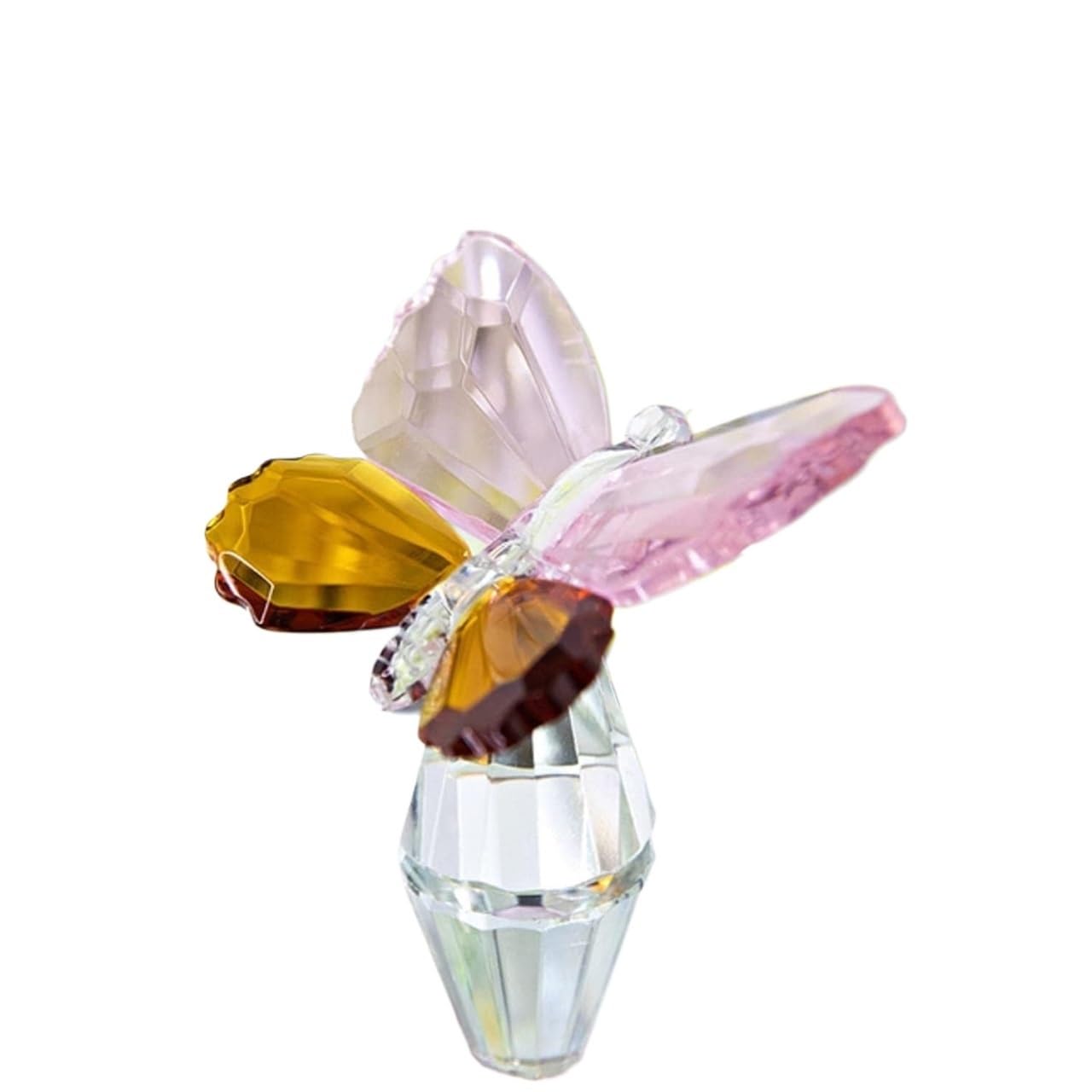 Sdydsge One Color Crystal Ornaments, Crystal Gifts,Glass Figurines,1 Pc 3 Colors Butterfly Animal Paperweight Art Craft Table Ornament Home Wedding Decor Pink And Blue (Color : And Amber)