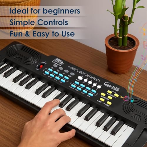 Image of INTERN Digital Electronic Piano Keyboard | LED Display, Mic & Adapter | Music Keyboard for Kids & Beginners with 8 Rhythms, 8 Tones, 22 Demo Songs & 4 Percussions Sounds. (3701-KB)