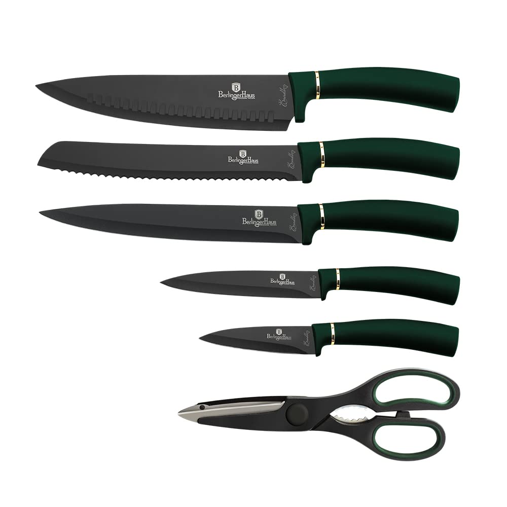 Berlinger Haus - Küchenmesser-Set mit Block, 7-teiliges Küchenmesser-Set für die Küche, elegantes Design Küchenmesser mit Küchenschere, Kochmesser-Set