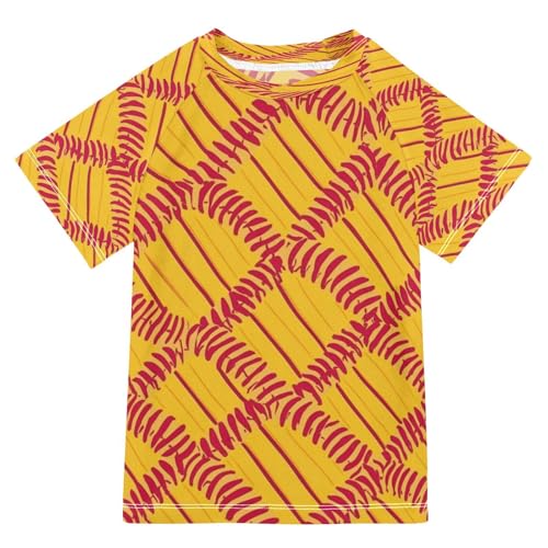 Boys Short Sleeve T-Shirts Baseball Stripe Red Rashguard Kids Swim Shirts Sun UPF 50+