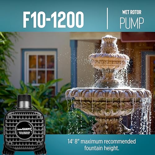 Image of Little Giant 566724 1295GPH Wet Rotor Pump with 20-Ft. Cord for ponds up to 1200 Gallons, Black, F10-1200