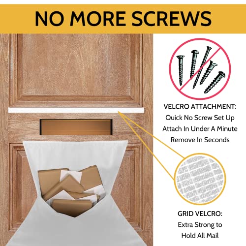 Image of Slimline Mail Slot Catcher for Door (20.4 inch W x 20 inch D), Letterbox Catcher for Glass, Wood & Metal Doors - Strong Adhesive, Indoor Post Catcher for Small Packages & Magazines (Dog Pattern)