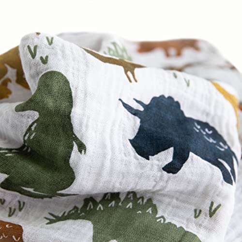 Image of Little Unicorn Muslin Swaddle Blanket for Newborns & Infants | Soft & Breathable Fabric | Set of 3 Baby Blankets for Swaddling, Nursing, Shower Gifts (Dino Friends)