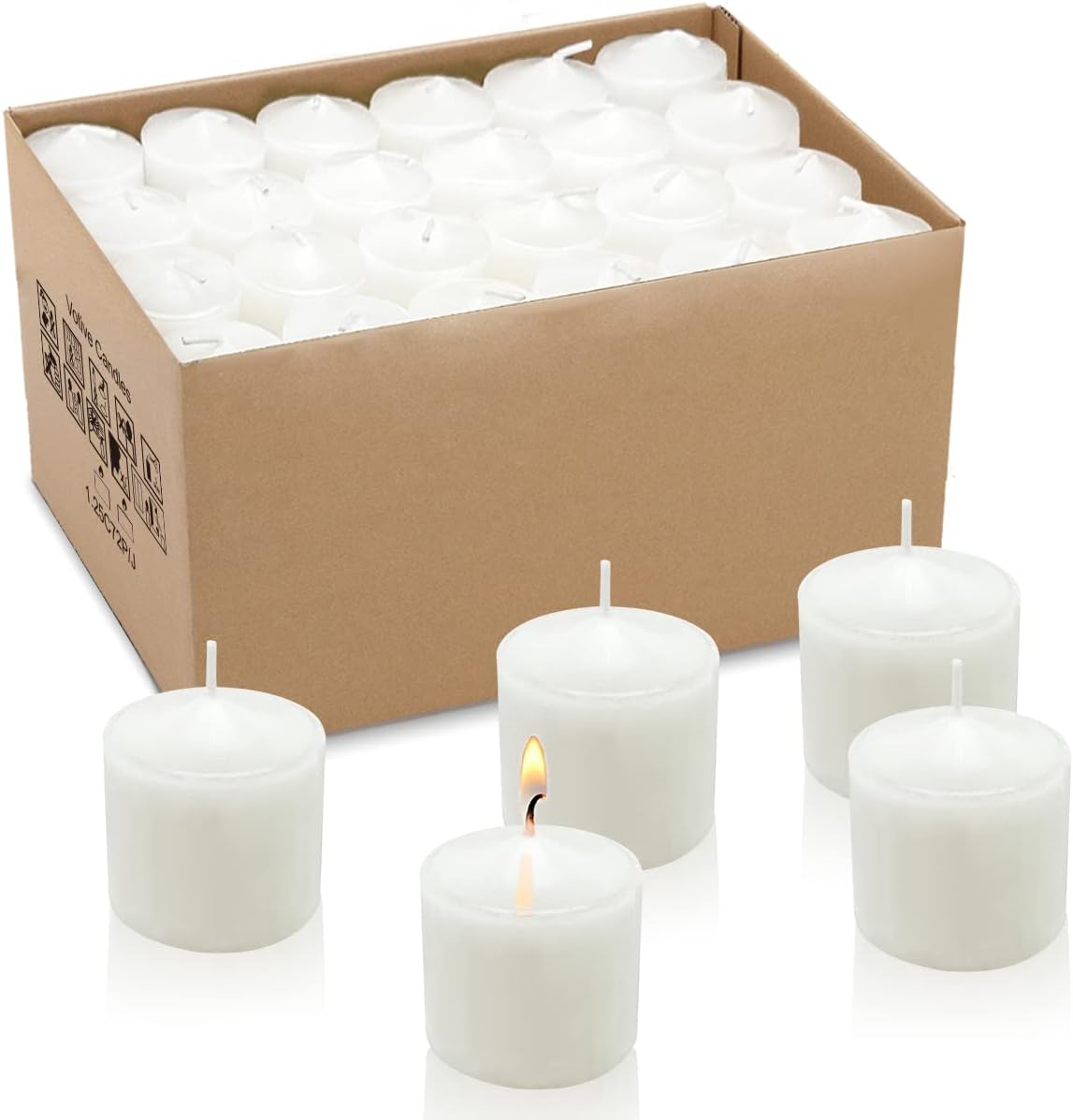 8 Hour White Votive Candles for Weddings Party Spa and Emergency, Set of 72 Small Unscented Bulk Candles for Restaurants and Home Decoration