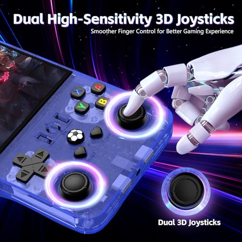 Image of R36MAX Retro Handheld Gaming Console, Built-in 22,000+ Classic Games, Open Source Linux System, Portable Game Emulator Console, 4.0-Inch 4K HD IPS Screen Video Player, 4000mAh Battery (Blue 128GB)
