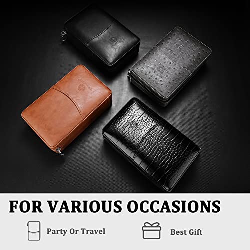 CIGARLOONG Cigar Humidor Leather Travel Cigar Case Built-in Removable Cedar Tray with Multifunction Cigars Bag(Color:Bright Black) - Image 2
