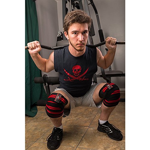 SHAPLO () Knee Sleeve Wrap Set with 2 Compression Knee Brace Weightlifting Wraps - Ideal Support for Squats, Bodybuilding, Powerlifting, Crossfit