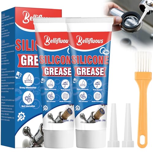 Bellifluous Grasa de Silicona, Grasa Silicona, 2 Paquetes Lubricante de Silicona para Juntas Tóricas Impermeable Buena Resistencia al calor y al Frío, Grasa para Juntas Tóricas para Fontaneros Válvula