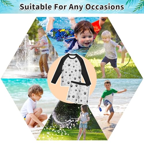 Boys Rash Guard Set Dog Paw Piece UP50+ Swim Set for Boys 3T-10T4