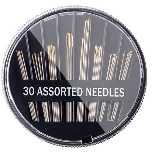 CENSIVI 30 Piezas Juego de Agujas de Coser Hechas a Mano   Agujas de Ojo Grande Acero Inoxidable 6 Tamaños Aguja de Bordar para Proceso de Costura a Mano