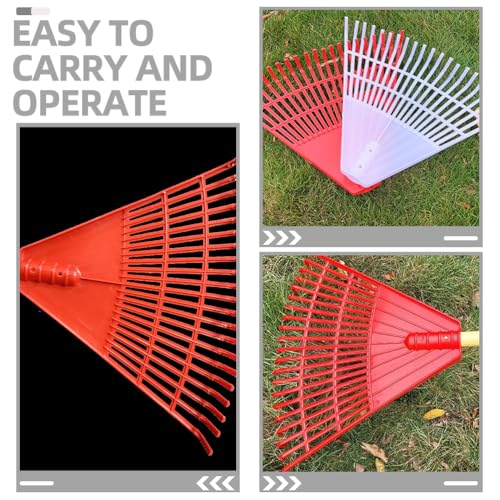 Image of BESPORTBLE Plastic Rake Head with 21 Tines Garden Leaf Scoop Rake Shrub Rake Yard Lawn Grass Clean Rake Replacement Head Red