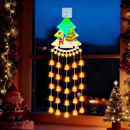 SPERMUOY Weihnachtsdeko Fenster Beleuchtet Weihnachtsbeleuchtung Fenster Lichterkette Weihnachtsbeleuchtung Fenster Innen für Fenstertür Traufbalken Innen Outdoor