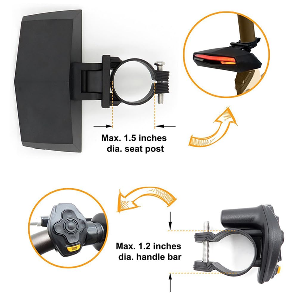 Światło LED roweru USB Taillight Rower Wireless Turn Light Tylne światło rowerowe Zdalne oświetlenie pasa ruchu Rower Tylne światła rowerowe