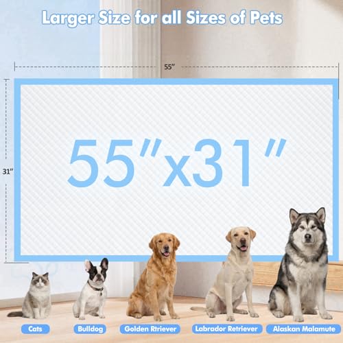 Image of Puppy Pads XXXL 31 inchx 55 inch 40 Count,Pee Pads for Large Dogs & Multi-pet Families, Disposable Pet Training Pads for Doggie,Cat , Incontinence Underpads Ultra Absorbent & Quick-Dry, Leakproof Potty Pad