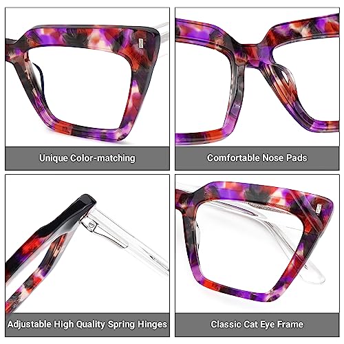 Image of Zeelool Fashion Cat Eye Glasses Frame for Women with Non-prescription Clear Lens Eyeglasses Barnes ZJGA595438