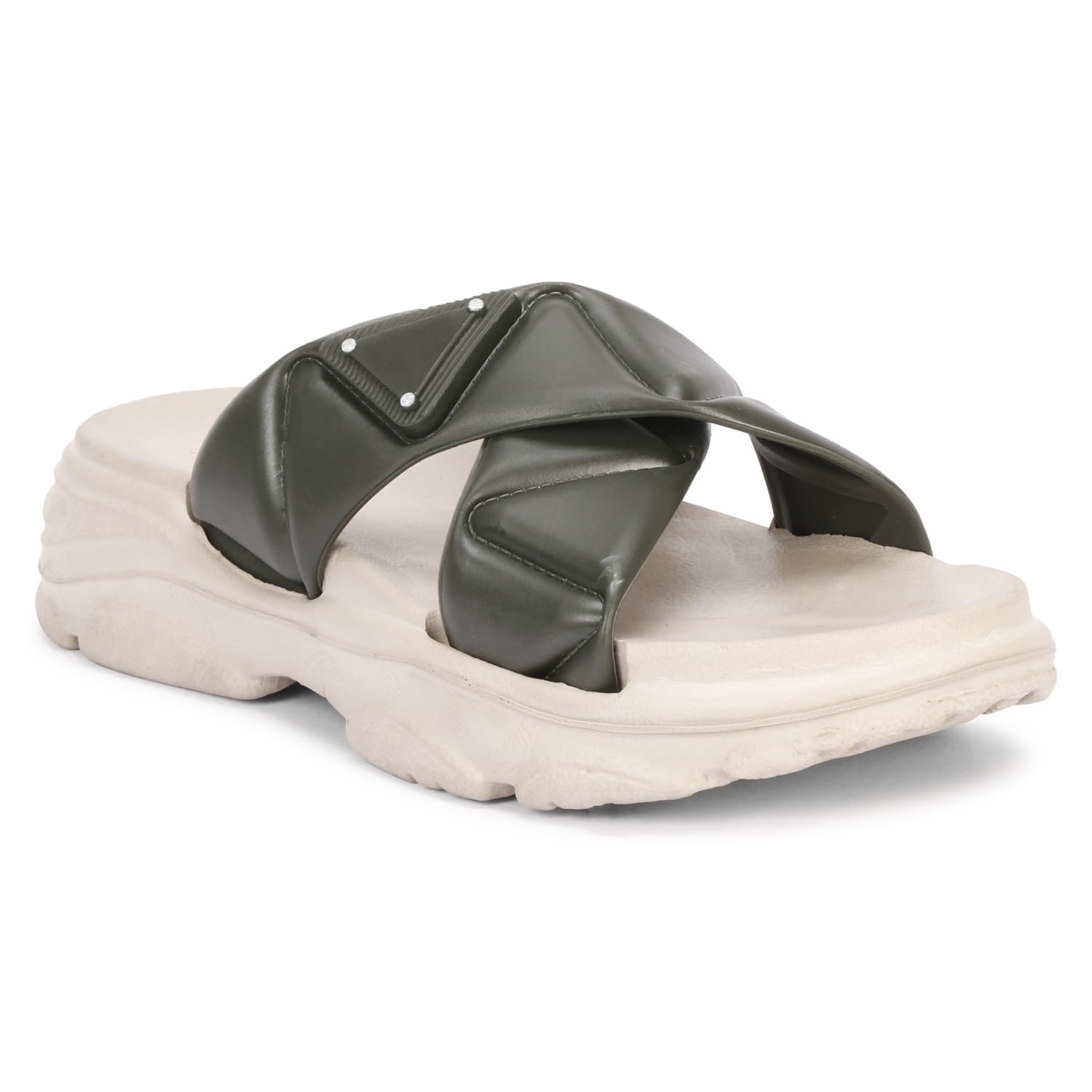 FLYNFIT Womens Flatform Slippers Heels Sandals Wedges for Women | Women Stylish Fashion Sandals | Womens Wedge Heel Sandals Ladies Heels Girls Chappal Sandal Slippers_FNF_W_110_Cream & Green_7 UK (B0CPD5H7BB) Amazon Price History, Amazon Price Tracker