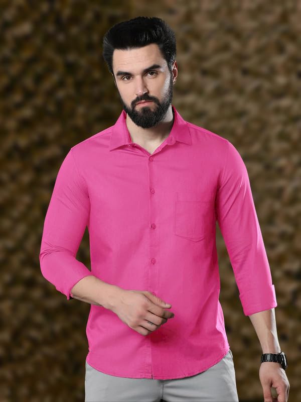 Image of Pinkmint Men's Solid Shirt | Soft Cotton Blend | Casual Shirt | Plain | Full Sleeve - Regular Fit (Combo Pack of 3 | Available in Plus Size)