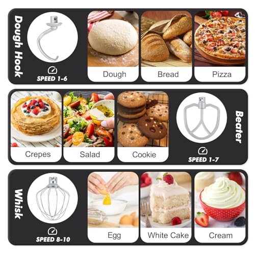 Image of Kitchen in the Box Stand Mixer, 3.5 QT Small Kitchen Electric Stand Mixers, 10-Speed Portable Lightweight Dough Mixer for Daily Use with Egg Whisk, Dough Hook, Beater (Black)