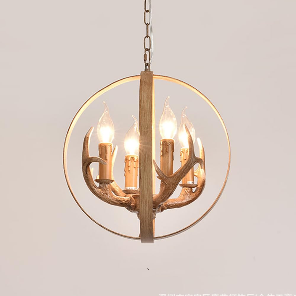 SXECAEPS Modern creative chandelier American Retro Personality Creative Living Room Restaurant Bedroom Clothing Store Cafe Bar Log Cabin Pendant Light (H A D35CM)