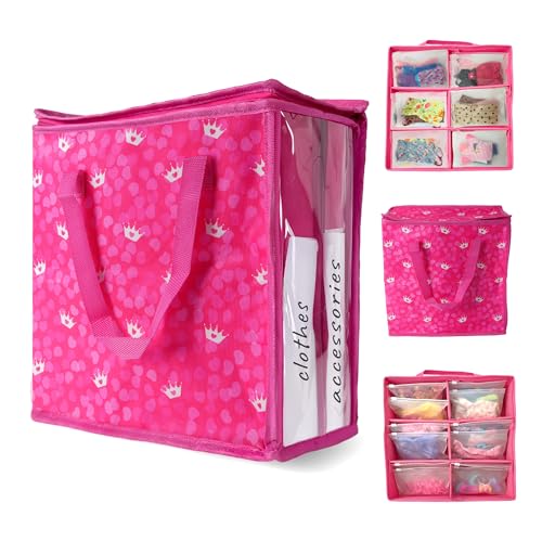 Primo Lines Doll Clothes Storage Organizer 3 Waterproof Stackable Storage Bags with Adjustable Dividers 100 Resealable Pouches for Doll Accessories Shoes Toys Crafts & Travel Essentials