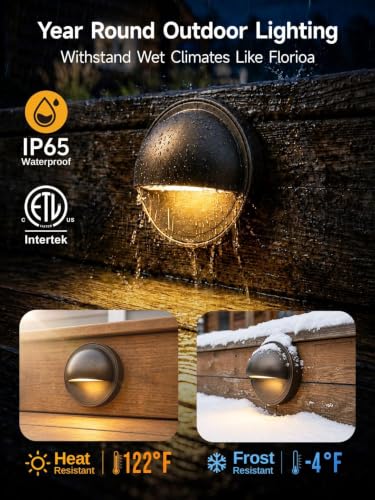 Image of Gardenreet Solid Brass Deck Light, 12V, 2700K Warm White G4, 4 Pack | Solid Brass, Antique Bronze Finish, IP65 Waterproof, Hardwired 9V-17V Design, Replaceable G4 LED Bulb
