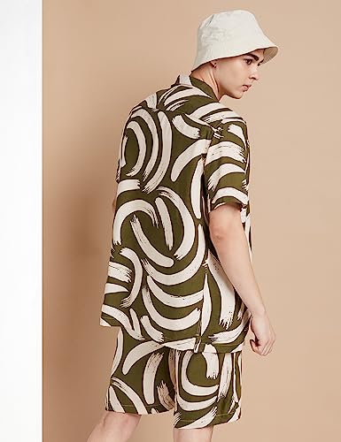 Image of Amazon Brand - INKAST Men's Geometric Printed Half Sleeve Viscose Shirt /Co-Ord Sets (Regular Fit)
