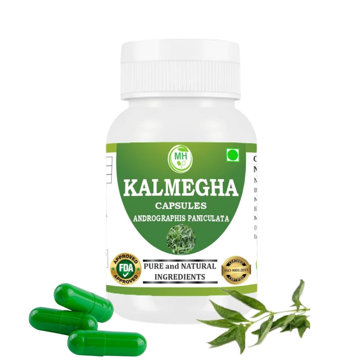 Kalmegha Capsules 500mg – 60 Count | 2 Pack | Vegetarian | Plant-Based | Herbal Supplement | No Artificial Additives | Gluten-Free | Organic (pack of 1)