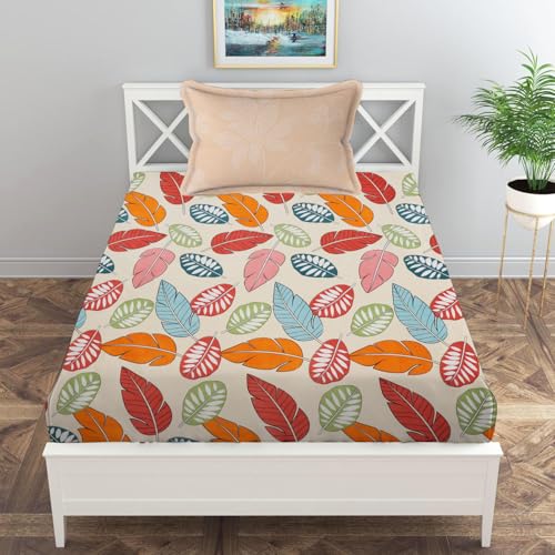 Image of IVAZA Turkish Cotton 280 TC Super Soft Warm Bedsheet Set for Single Size Bed, Durable bedsheet with 1 Pillow Cover Apricot