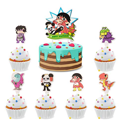 25 pcs Ryan's World Cake Topper, Ryan's World Theme party supplies, children's birthday cake decoration