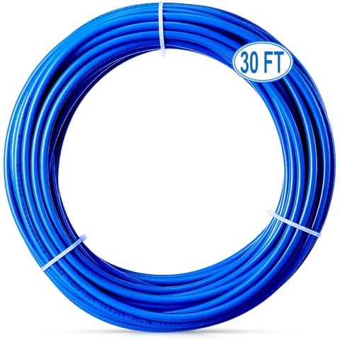 PURENAT 30FT 1/4 Inch O.D.RO Water Tubing,NSF Certified Pipe for RO(Reverse Osmosis) Water Purifier Filter System,BPA free Flexible Plastic Hose(blue) Cover