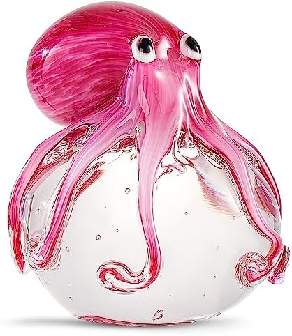 Mundgeblasene Oktopus-Figur Aus Glas - Niedlicher Briefbeschwerer | Blaue & Grüne Deko Für Zuhause & Büro