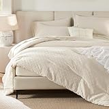 Bedsure Queen Comforter Set - 7 Pieces Checks Jacquard Comforter Bedding Set, Bed in a Bag with Comforter, Flat Sheet, Fitted Sheet, Pillowcases & Shams, Beige