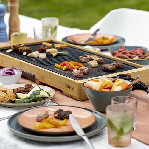 Tristar BP-2641 Bambus XL-Kombinierter Grill mit Teppanyaki-51 x 25,4 cm