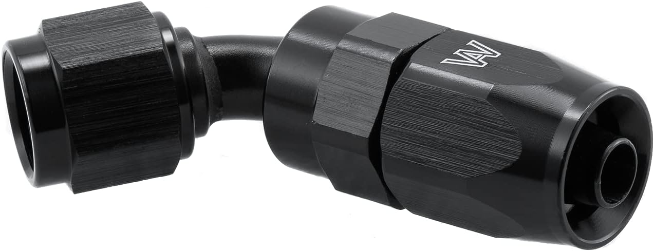 6AN Hose End Fitting 45 Degree Swivel Reusable Fitting Aluminum Black