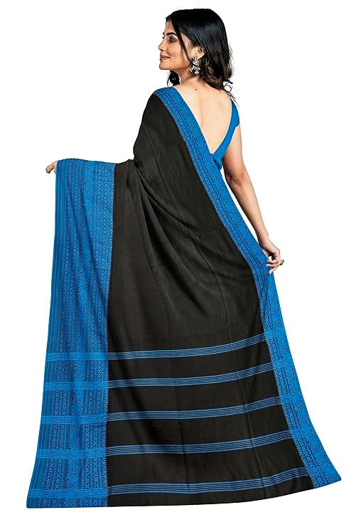 Image of eC ESHA'S COLLECTION Women's Cotton Blend Begumpuri Handloom Saree With Unstitched Running Blouse Piece