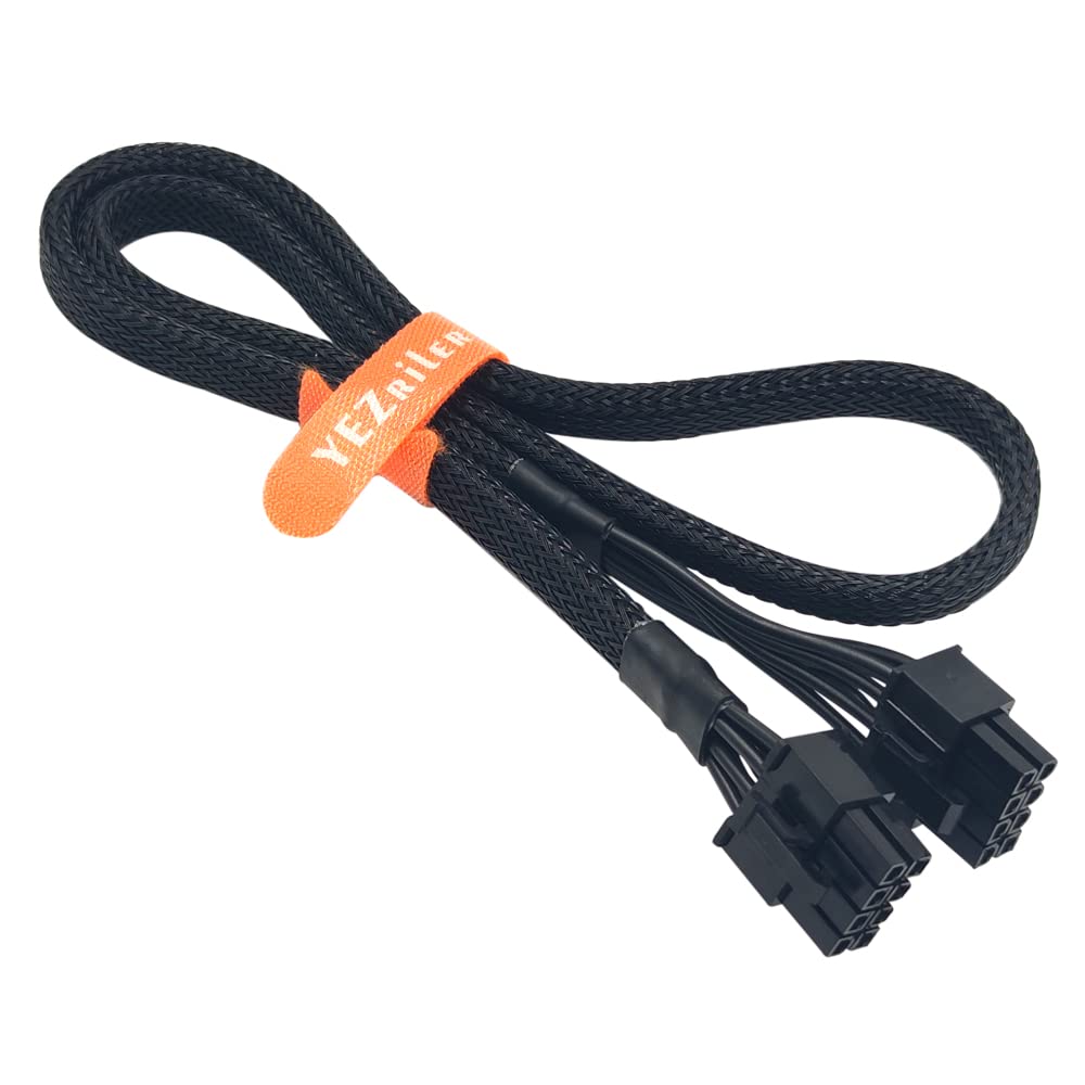 YEZriler2-Pack 25-inch (63cm) Sleeved PCIe 8 Pin (6+2) Male Power Adapter for Corsair PSUs, ATX CPU 8 Pin Male