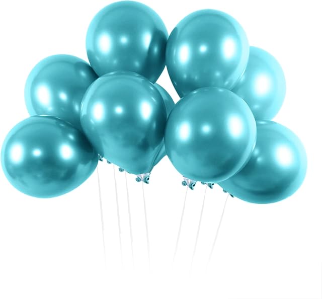 50 Pack Blue Balloons, YLSCI Balloons, 12inch(30cm) Birthday Balloons, Metallic Balloons, 100% Natural Latex, Party Decorations, Helium Balloons