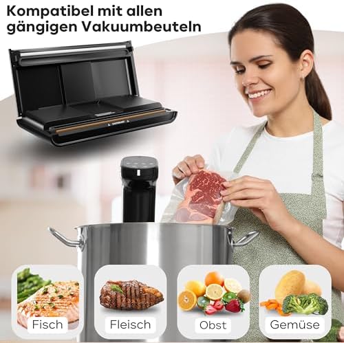 Bild 3 - ProfiCook® Vakuumierer | Vakuumiergerät inkl. 18 Beutel | Sous Vide und Vakuum-Garen | stabile Schweißnaht | Folienschweißgerät m. 12 l/Min Saugleistung | Lebensmittel 8x länger Frisch | PC-VK 1080