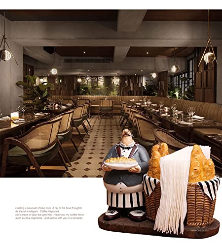 YANGMEI Tabletop Napkin Holder Resin Fat Chef Figurines Napkin Holder, Chef Tissue Paper Holder Western Restaurant Table Bar Cafe Decor Craft Home Decoration Practical Ornament