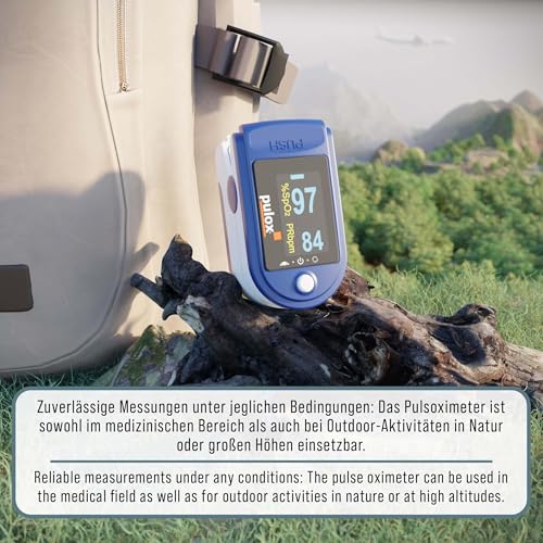 Pulsoximeter Pulox PO-200 Solo in Blau - Messung von Sauerstoffsättigung (SpO₂), Herzfrequenz...