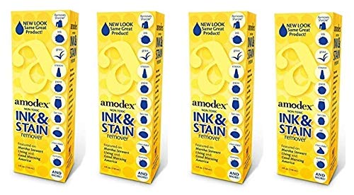 Amodex Ink and Stain Remover â€“ Cleans Marker, Ink, Crayon, Pen, Makeup from Furniture, Skin, Clothing, Fabric, Leather - Liquid Solution - 4 fl oz Bottle (FÐ¾ur Ð Ð°Ñk)